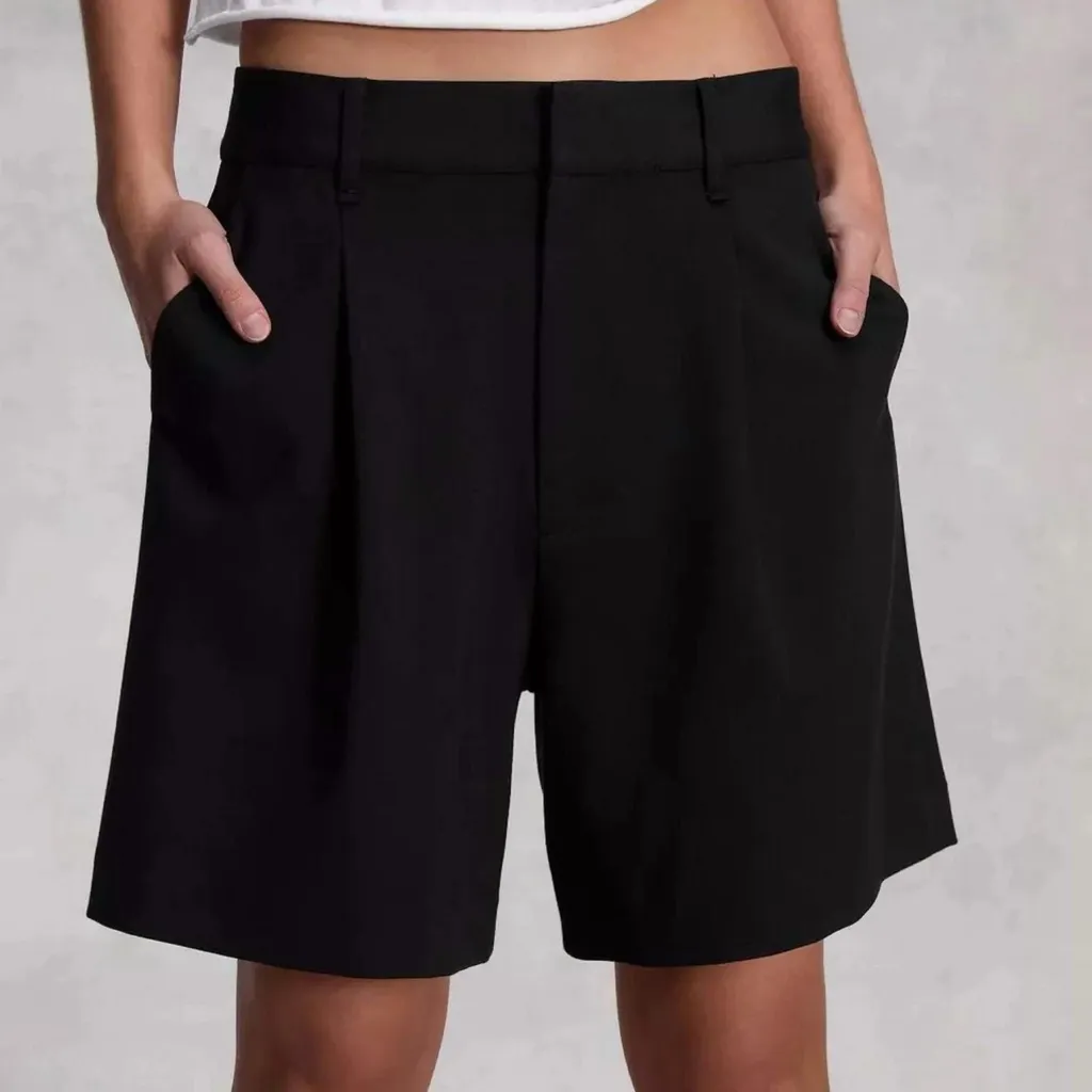 rag & bone Irina Wool Blend Tailored Shorts Black size 2 - Image 4