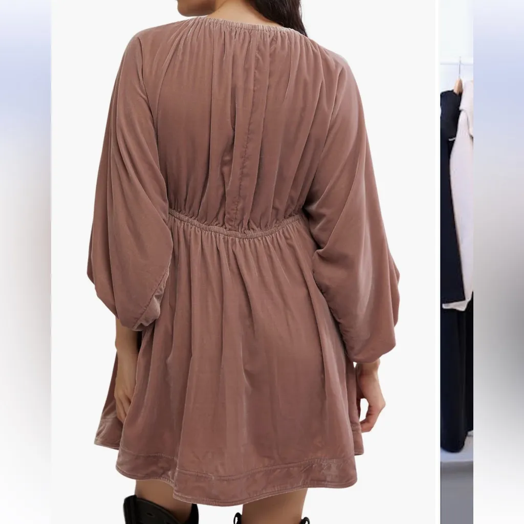 Free People Velvet Babydoll Womens Mini Dress Size Large $128 - Image 5