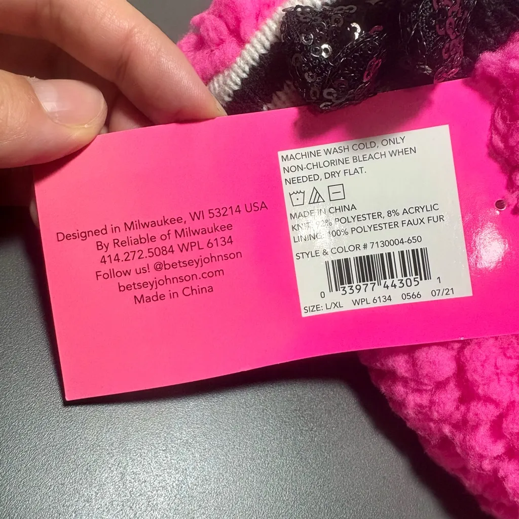 BETSEY JOHNSON Pink Fuzzy Sock with Sequin Bow - Image 5