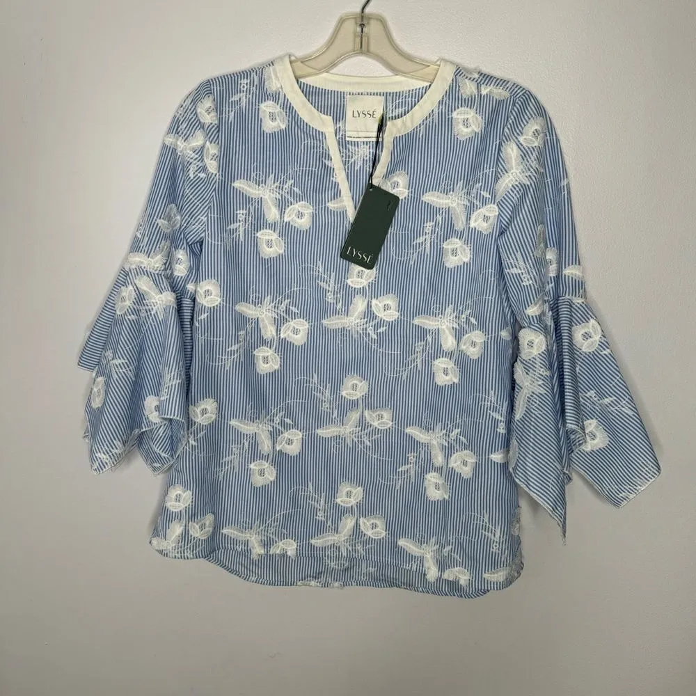 Lysse  Meadow Blouse Blue and White - Image 3