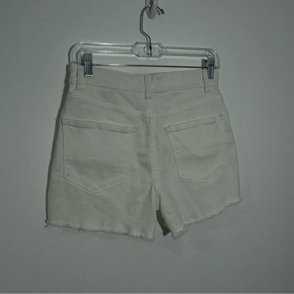 Anthropologie DL1961 Cecilia Classic Shorts In White‎ Raw Hem Size 27 - Image 6