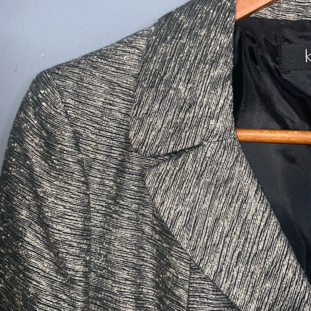 Kasper Women's Platinum Tweed 3-Pearly Button Classic Silk-Cotton Blazer Size 8 - Image 3