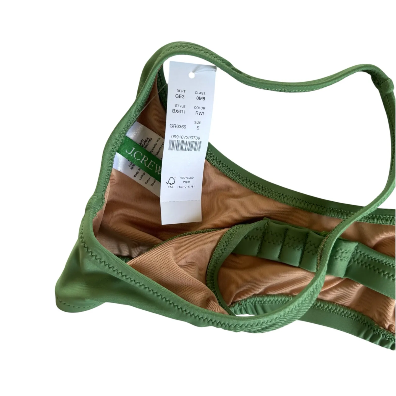 J.Crew Heritage Green Scoopneck Bikini Top Women’s Swimwear Size Small NWT - Image 5