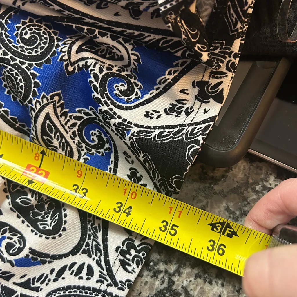 AB Studio Royal Blue and Black Paisley Midi Dress | Medium - Image 7