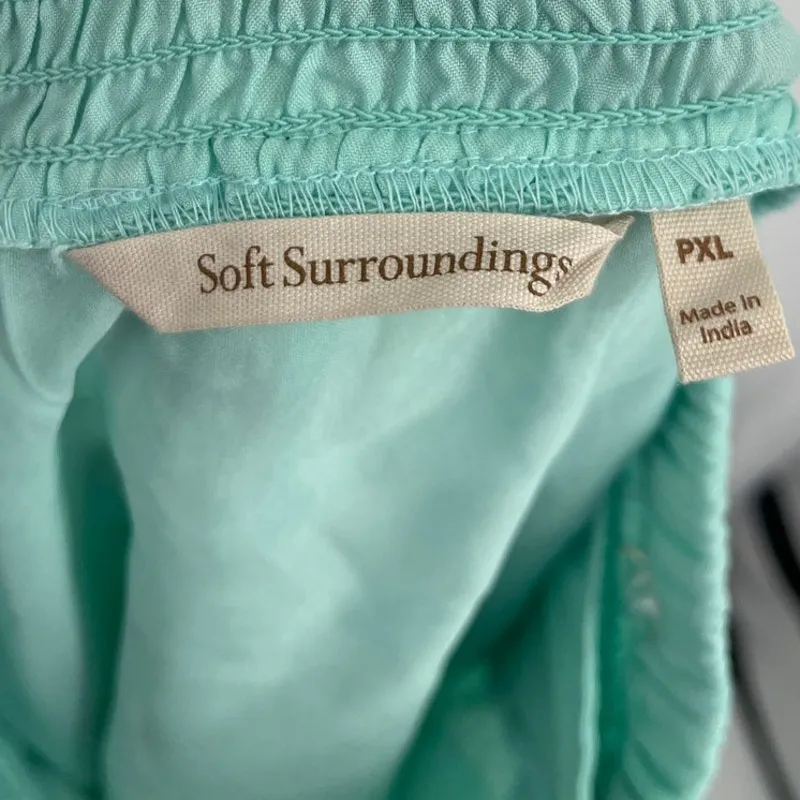 Soft Surroundings Lace Boho Maxi Skirt PXL Aqua Embroidered Floral Mesh Fairy - Image 12