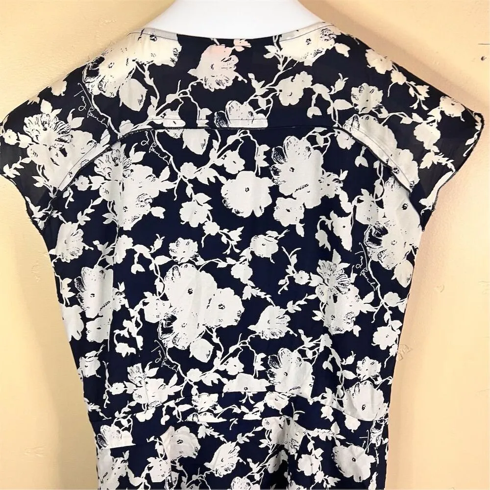 Tory Burch‎ Victoria Floral Print Silk Women's Knee Length Dress Size 8 V-Neck - Image 5