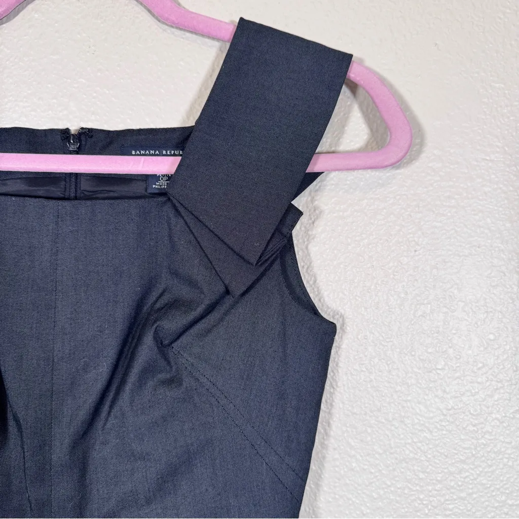 Banana Republic Grey Sleeveless Sheath Dress Womens 0P Mini Academia Preppy - Image 9