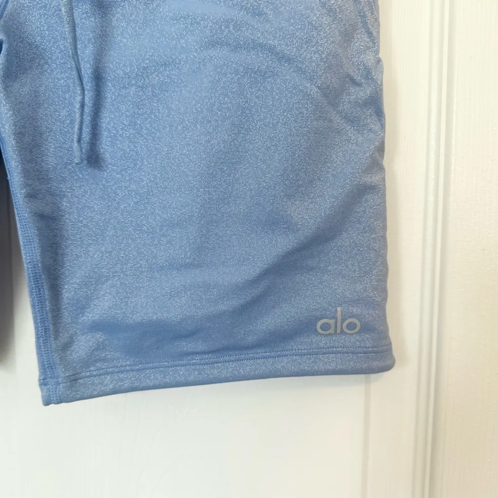 ALO Yoga Women's Blue Lace-Up Shorts Glitter Blue MEDIUM - Image 2