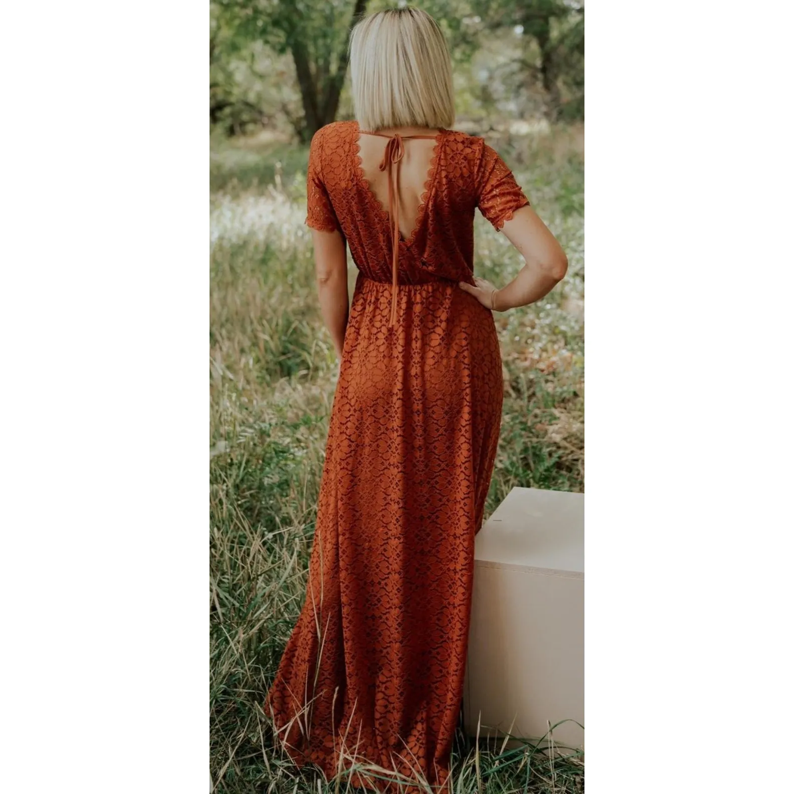 Baltic Born Venice Lace Maxi Dress Size XXL in rust NWT - Image 8