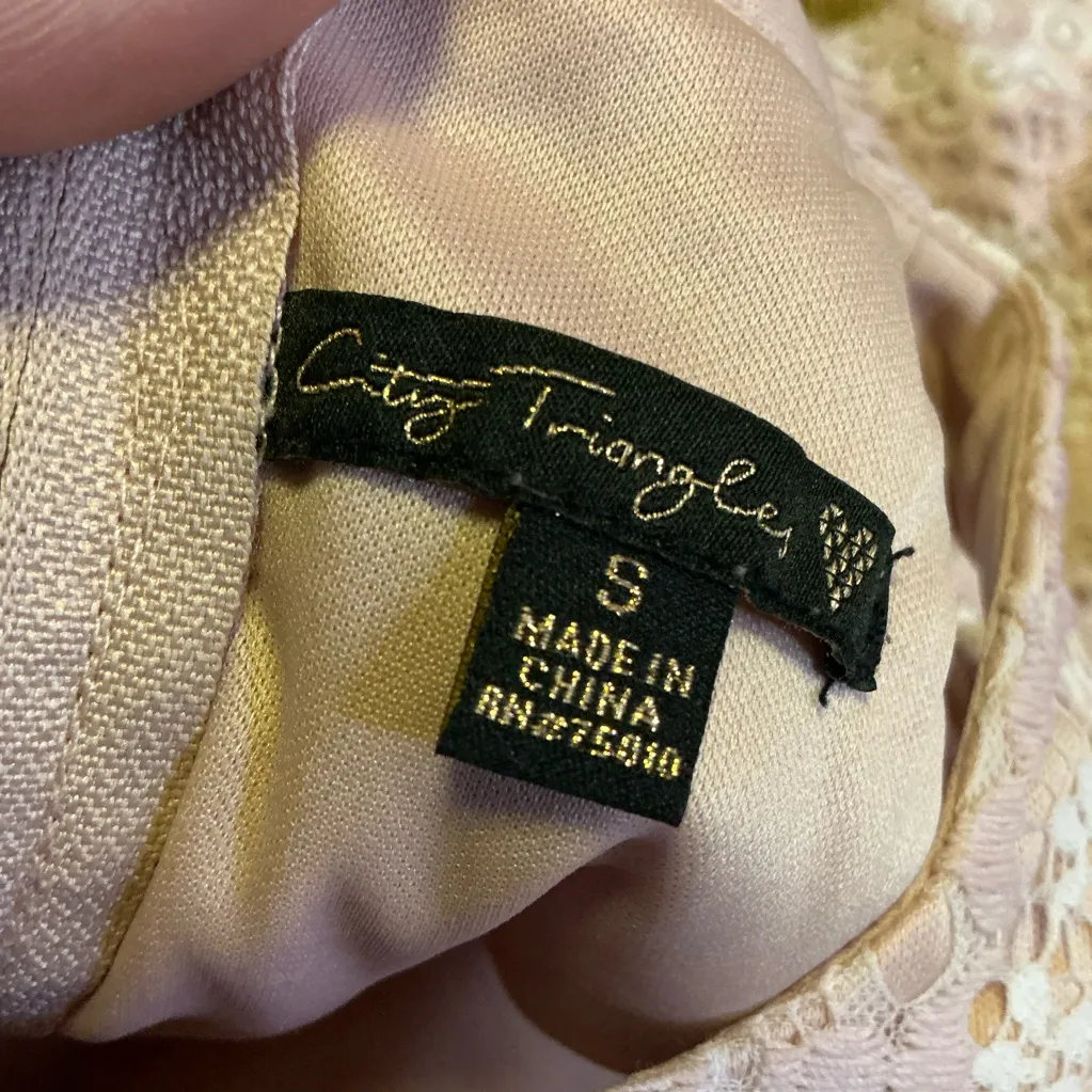 City Triangles Blush Pink Lace High Neck Sleeveless Mini Dress - Image 2