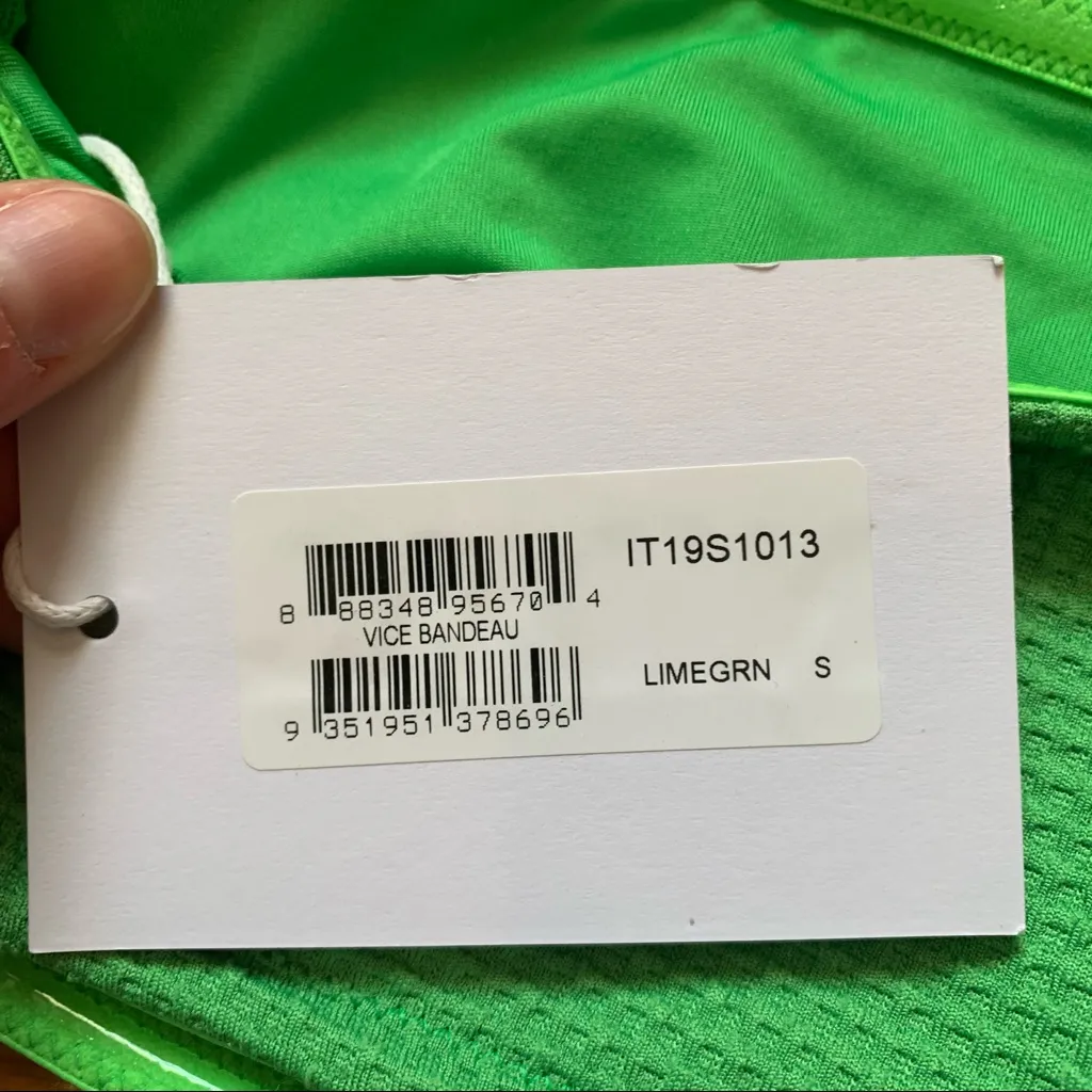 TWIIN Vince Bandeau Jacquard Lime Strapless Bikini Top NWT Size Small - Image 8