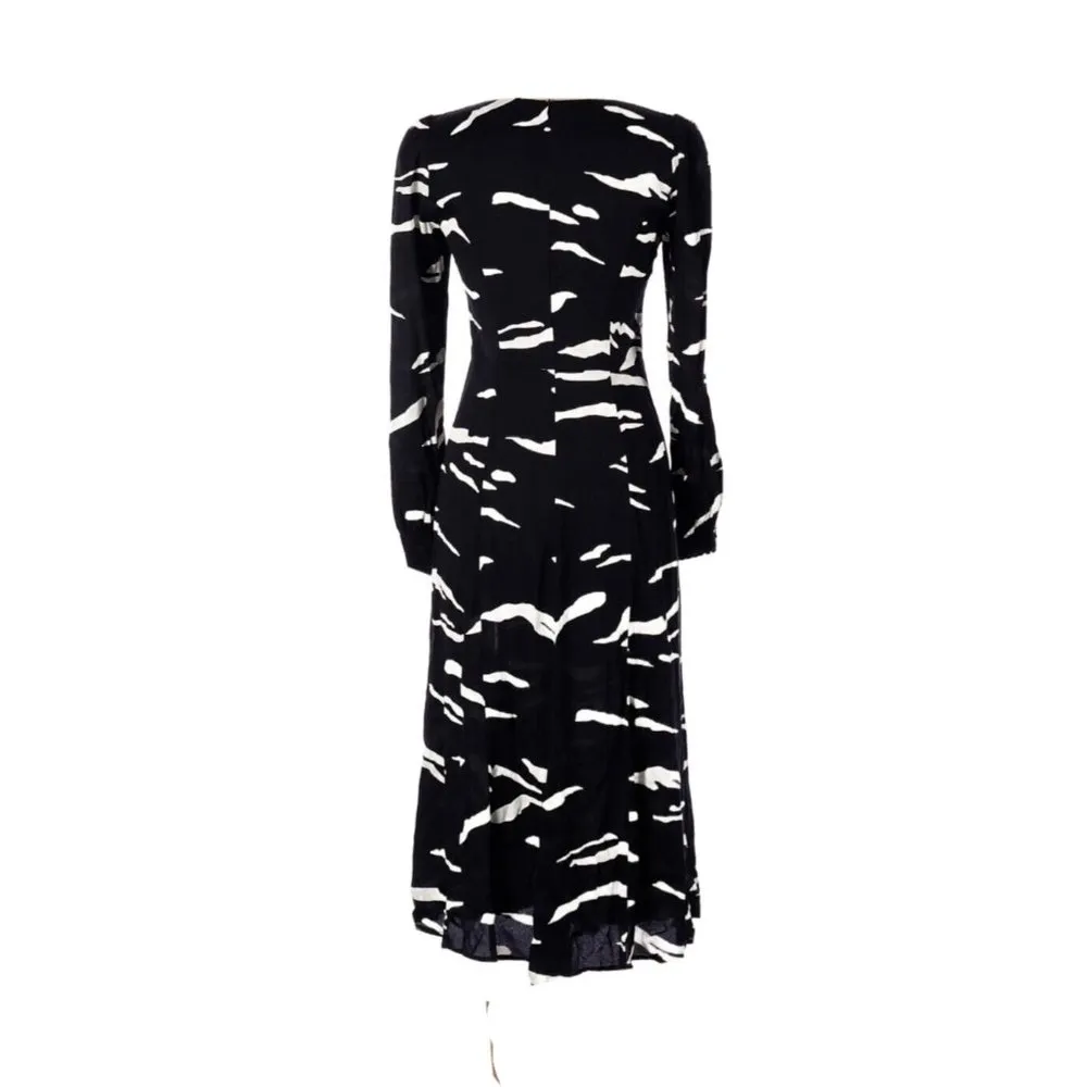 NWT Reformation Wallflower Midi in Mustang Black Ivory Slit Crepe Dress 6 $248 - Image 7