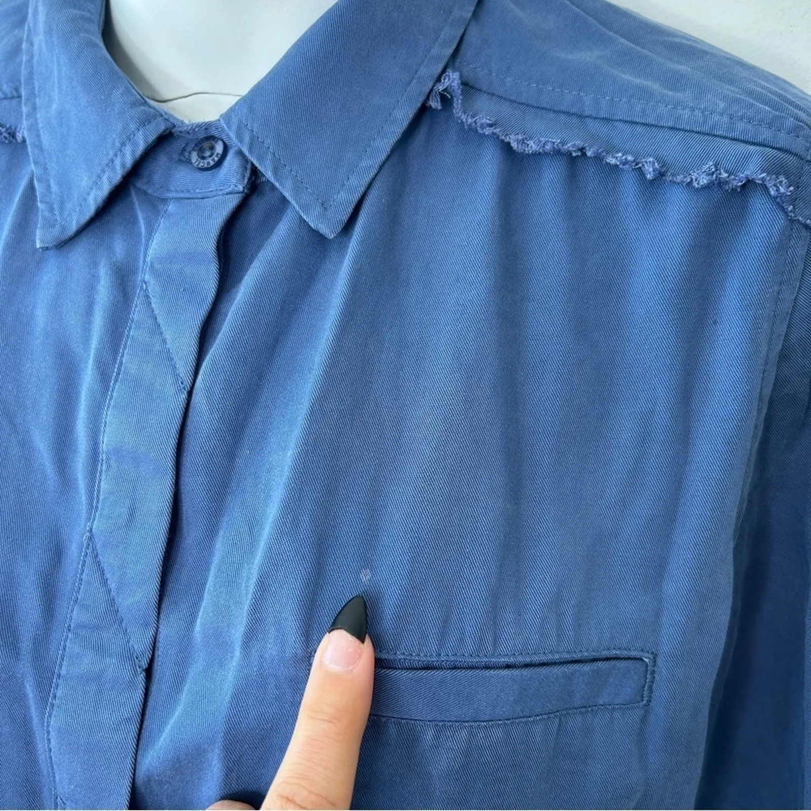 ETIENNE MARCEL Shirtdress Womens Size Small Utility French Girl Minimalist Chic Blue - Image 16