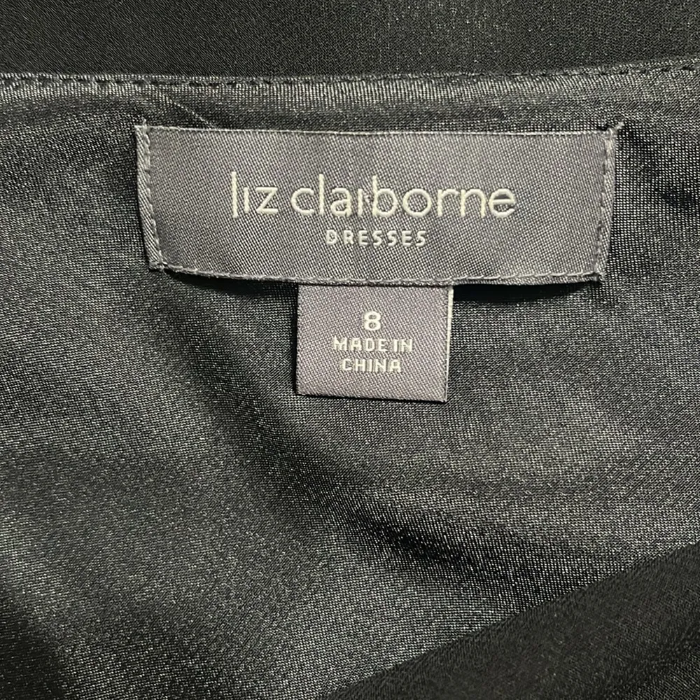 Liz Claiborne Elegant Sleeveless Layered Cocktail Dress with Bow Detail Sz 8 - Image 6