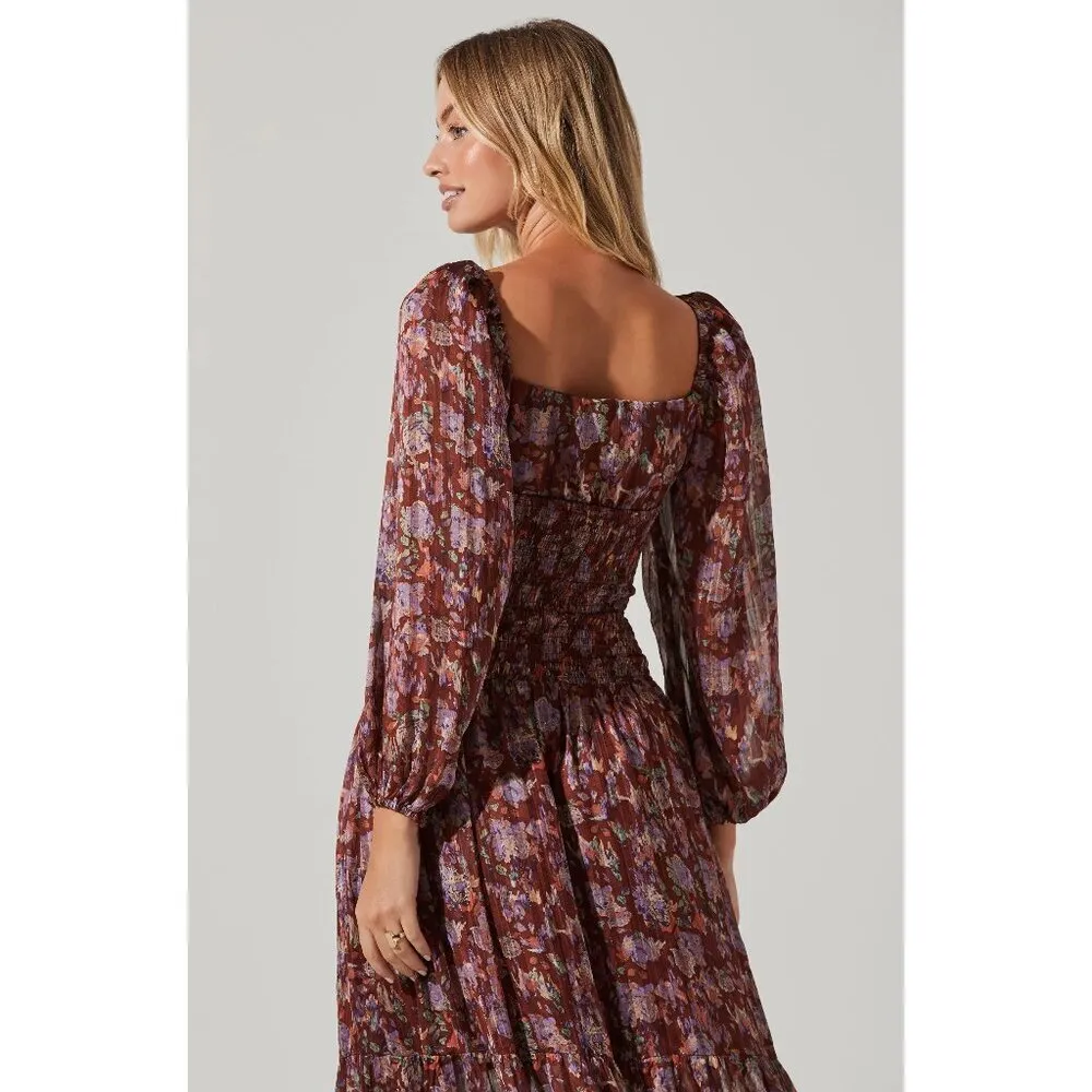 💕ASTR💕 Arlette Floral Sweetheart Long Sleeve Maxi Dress Floral Print Small NWT - Image 4