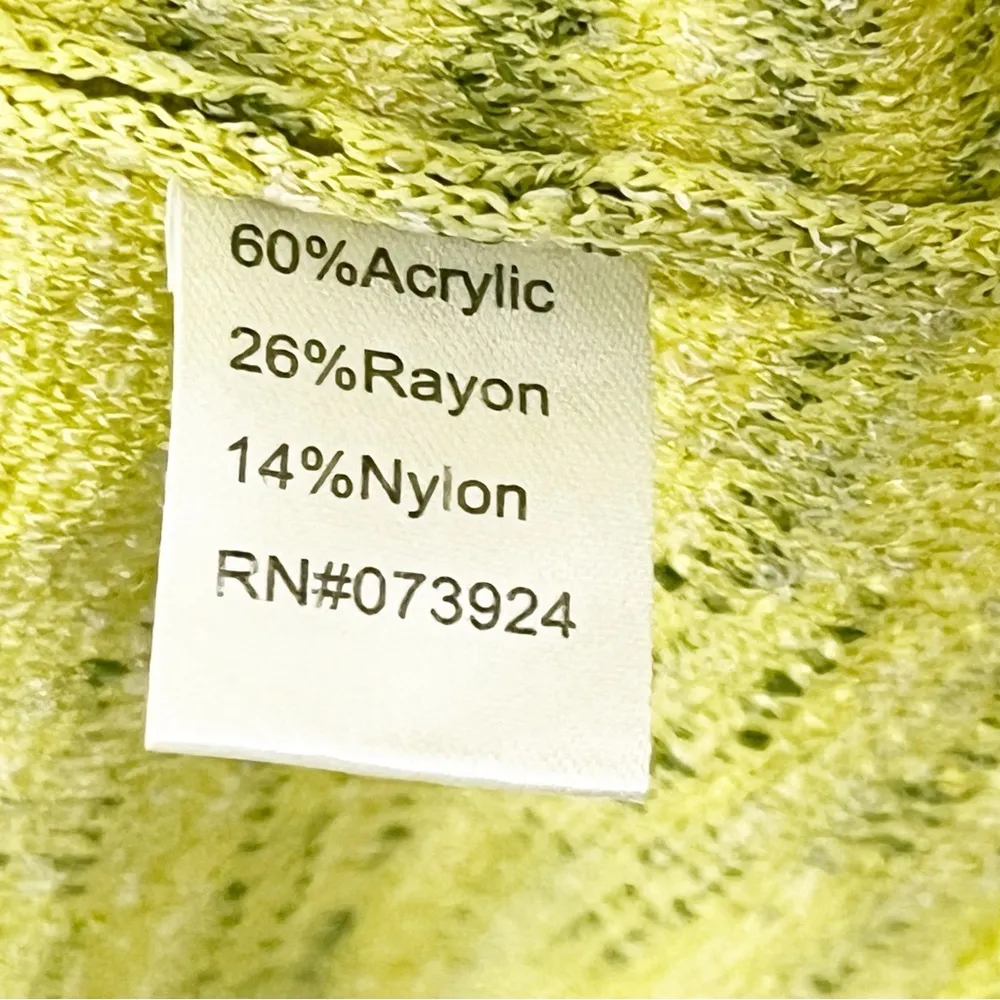 MING WANG Lime Green Textured Hook Closure 3/4 Sleeves Cardigan, Size Small - Image 4