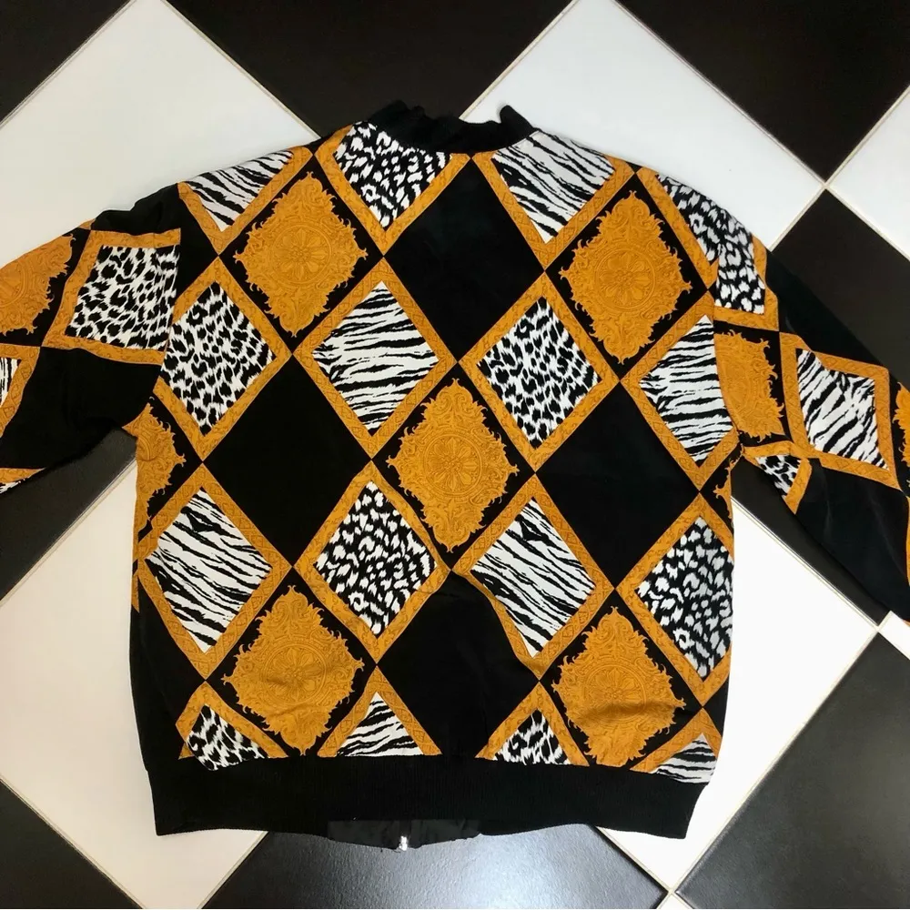 Vintage 80s 90s Teddi Retro Lightweight Bomber Jacket Animal Print Wild Sz Med - Image 5