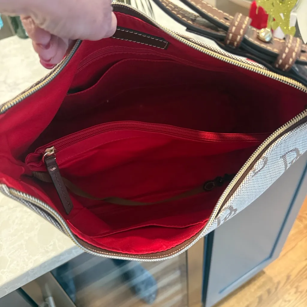 Dooney and Bourke signature monogram canvas leather hobo with matching wallet - Image 7