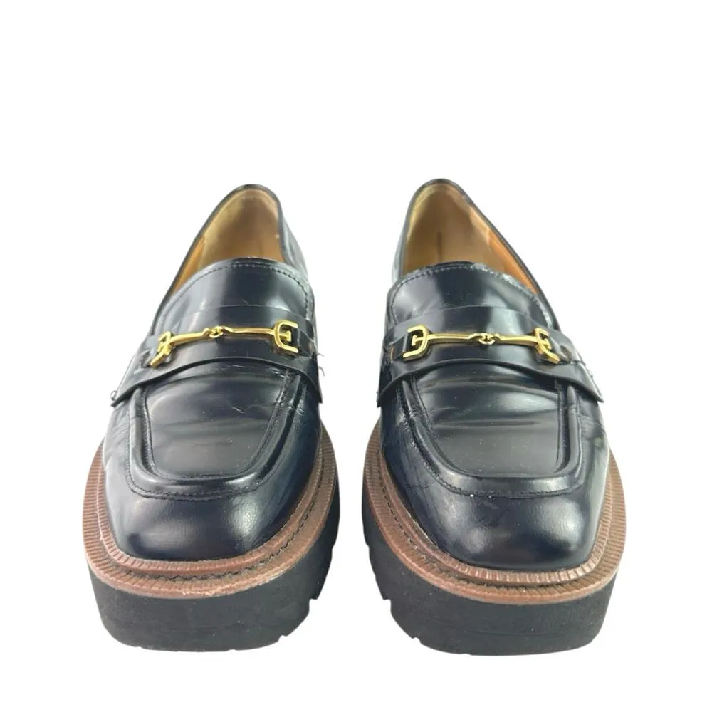 Sam Edelman Laurs Women's Black Leather Slip On Platform Loafer Flat Shoes Sz 9 - Image 2