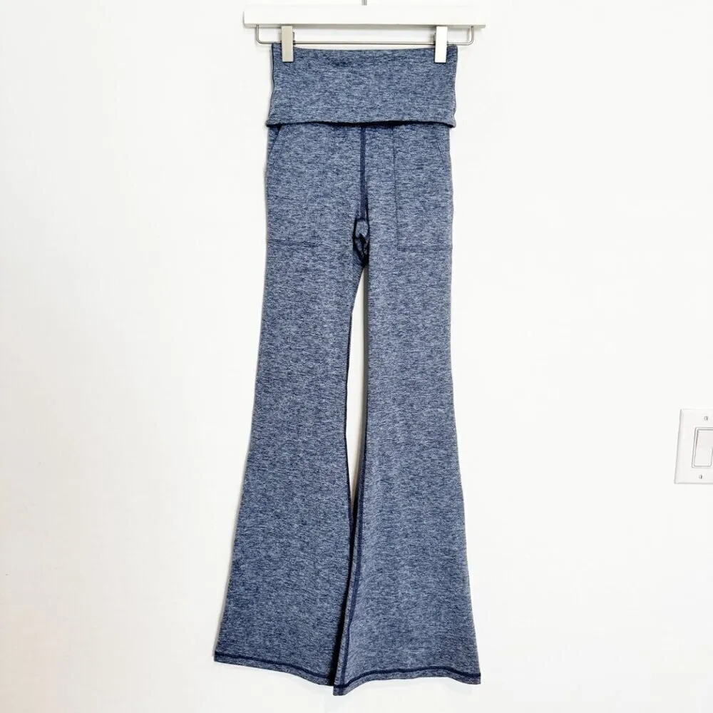 Aerie Offline The Hugger Flare Leg Foldover Yoga Loungewear Pants‎ Blue Size XS - Image 2