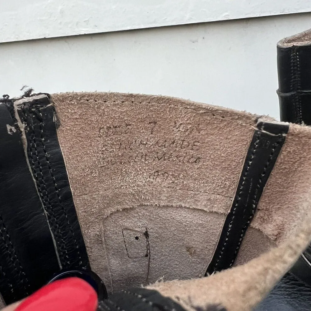 Bed Stu Gogo Lug Moto Boots Black Brown Gold Distressed Leather Side Zip Size 7 - Image 10