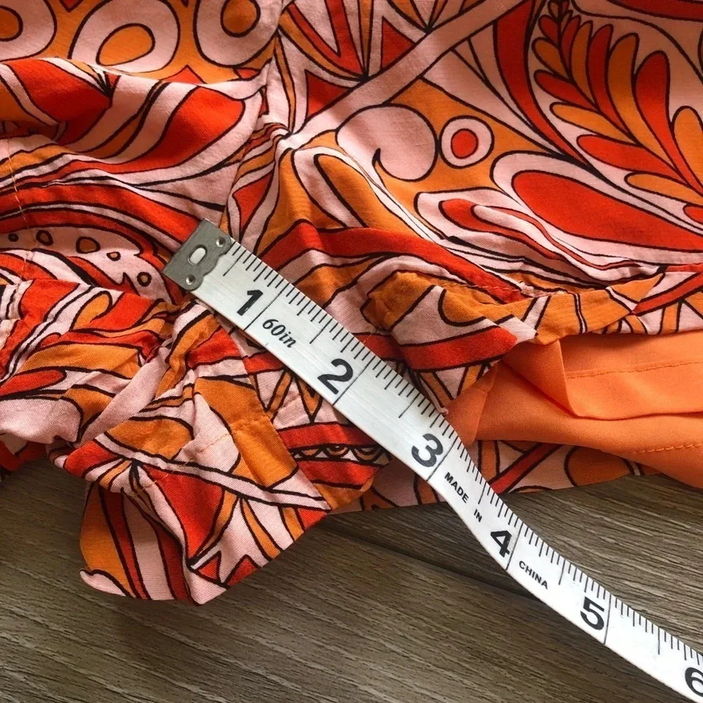 EXPRESS  Super High Waisted Orange Printed Mini Skort Size 12 - Image 7