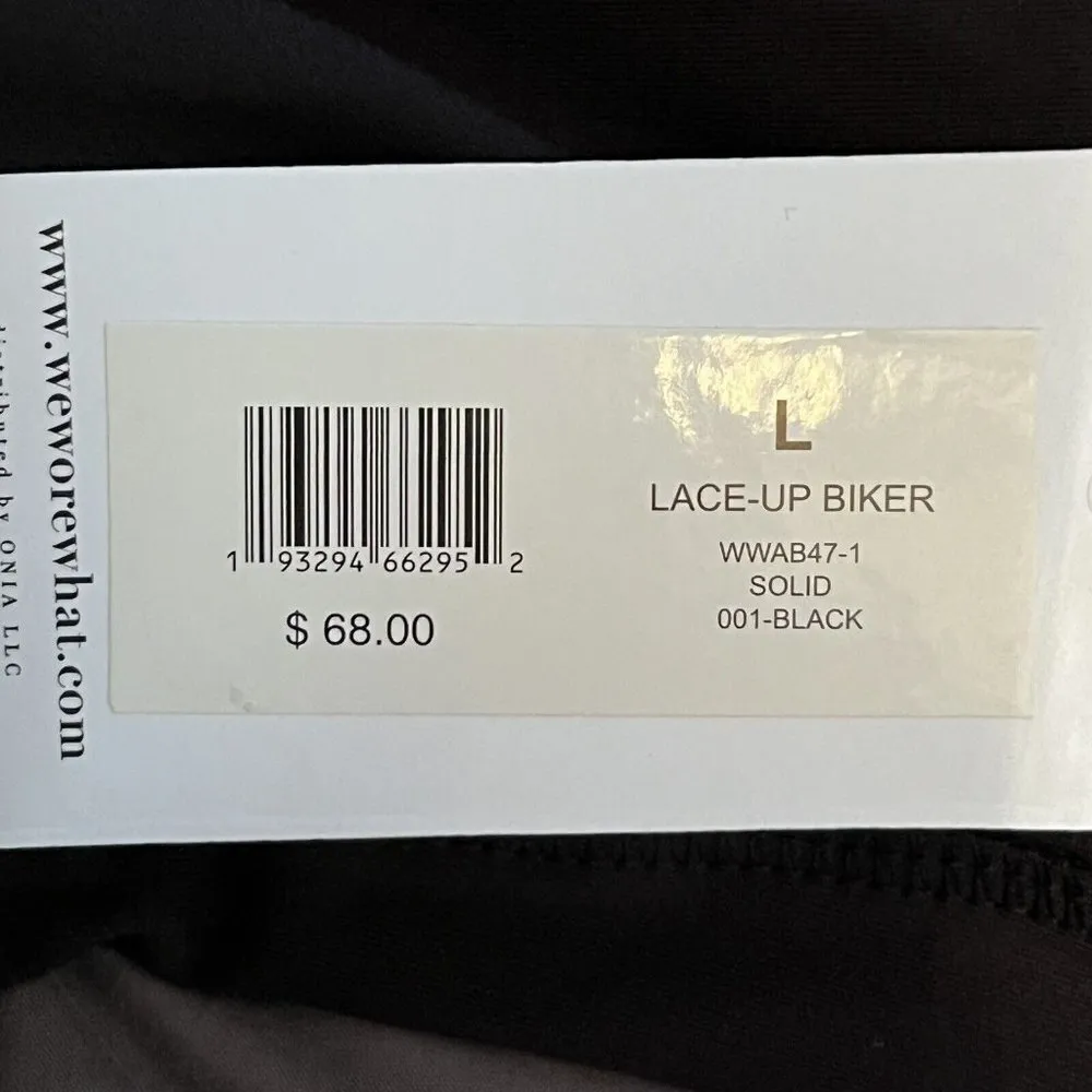 WeWoreWhat Womens High Waisted Lace Up Biker Gym‎ Shorts Black Size Large New - Image 7