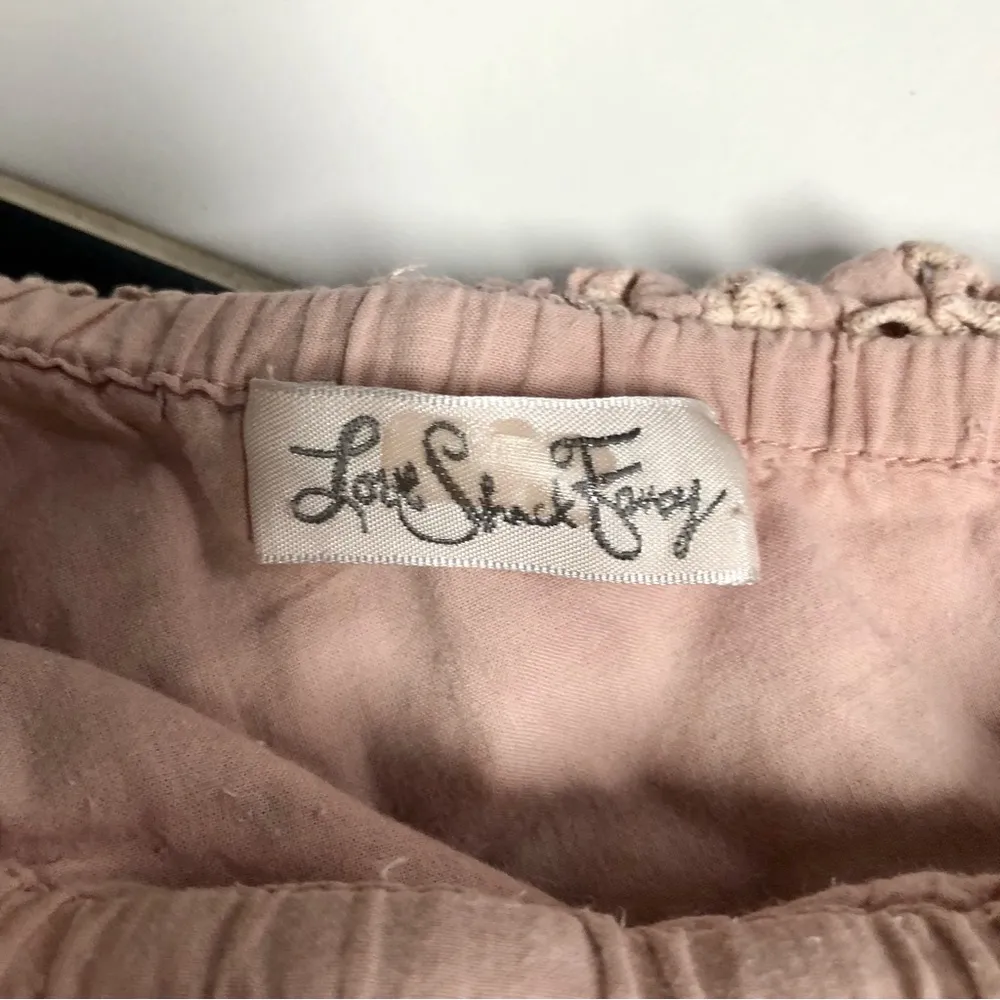 LoveShackFancy Pamela One Shoulder Asymmetric Midi Dress Eyelet Lace Blush Pink - Image 13