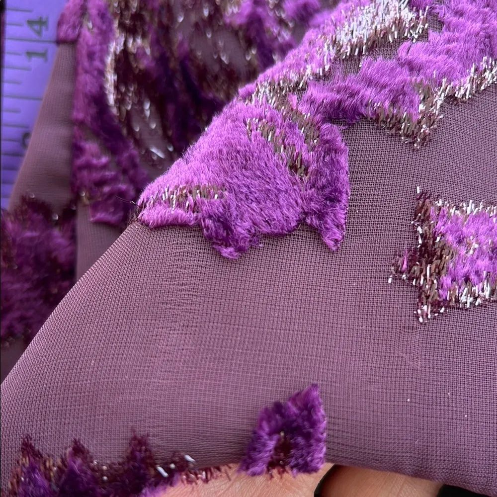 Vintage 90s Dark Purple Metallic Babydoll Sleeveless Cocktail Dress - Image 13