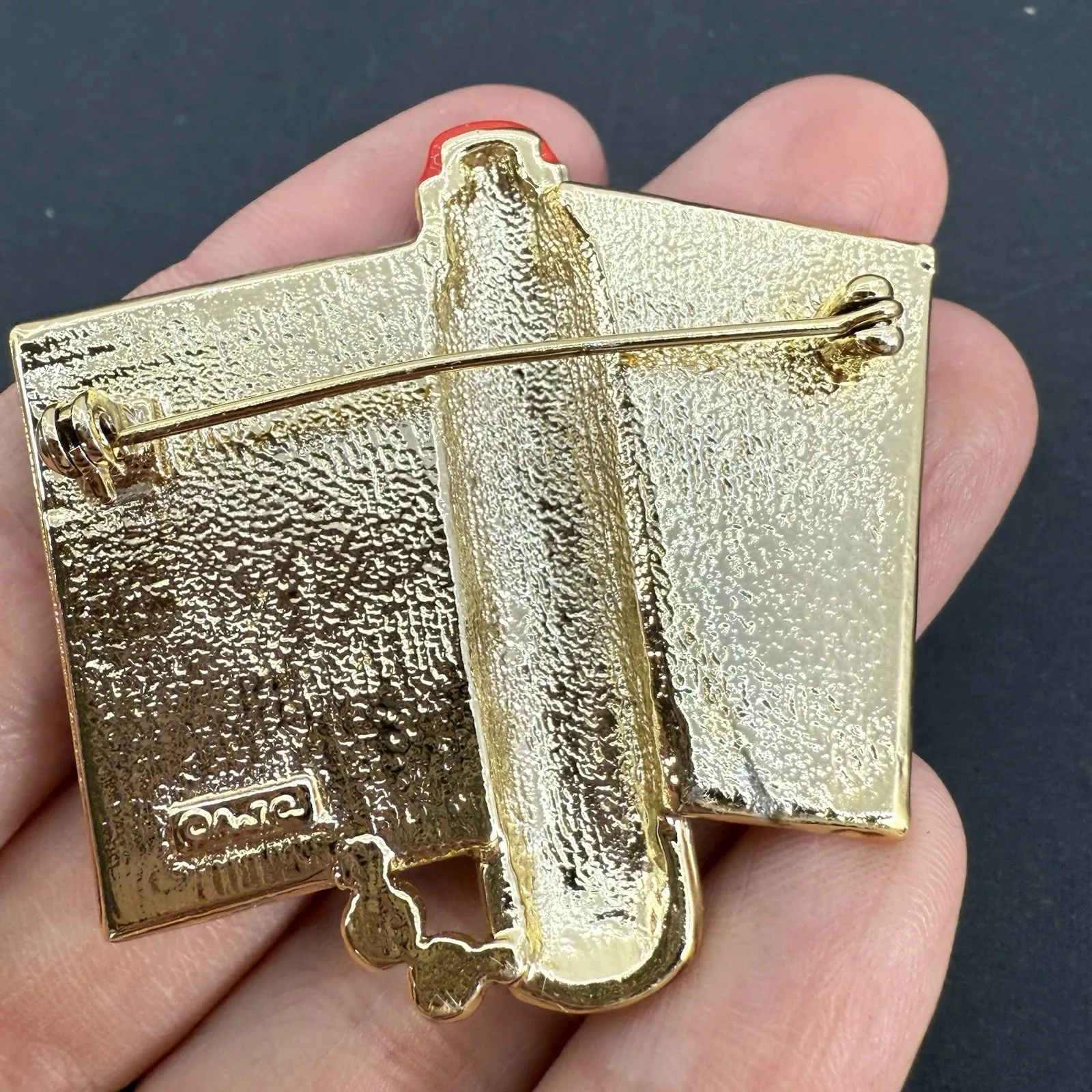 AJC Vintage Pin Brooch Bingo Cards Marker Gold Tone Signed - Image 4