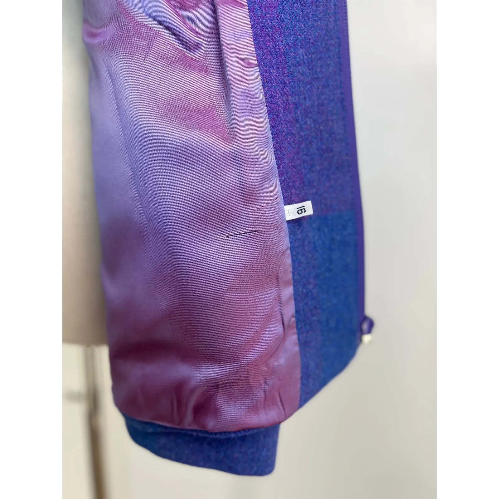 Triona Design Donegal Handwoven Ireland Wool Full Zipper Jacket Blue Size 16 - Image 5