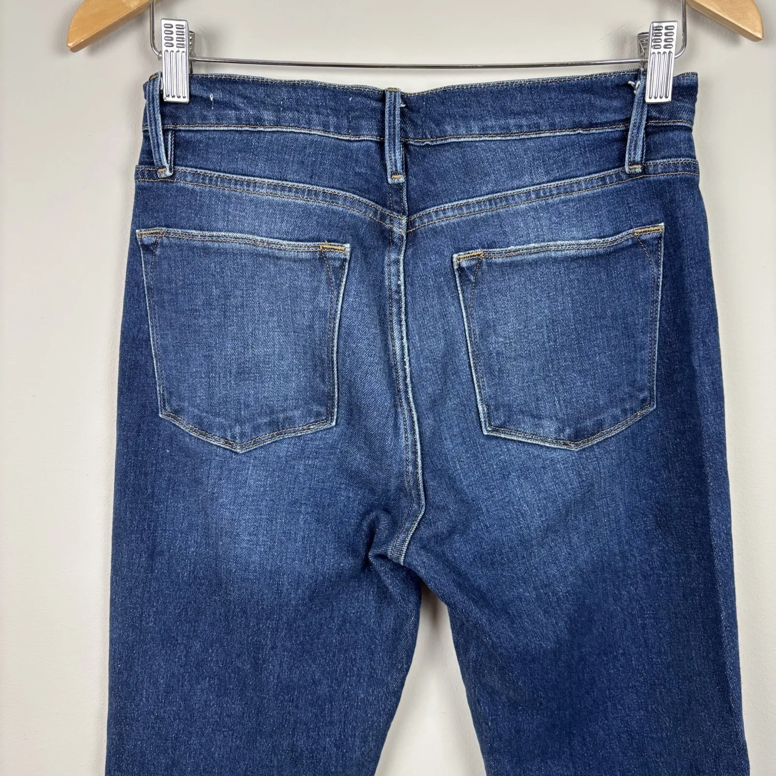 Frame‎ Le High Straight Jeans Womens 27 Blue Dark Wash Denim Stretch V Classic - Image 5