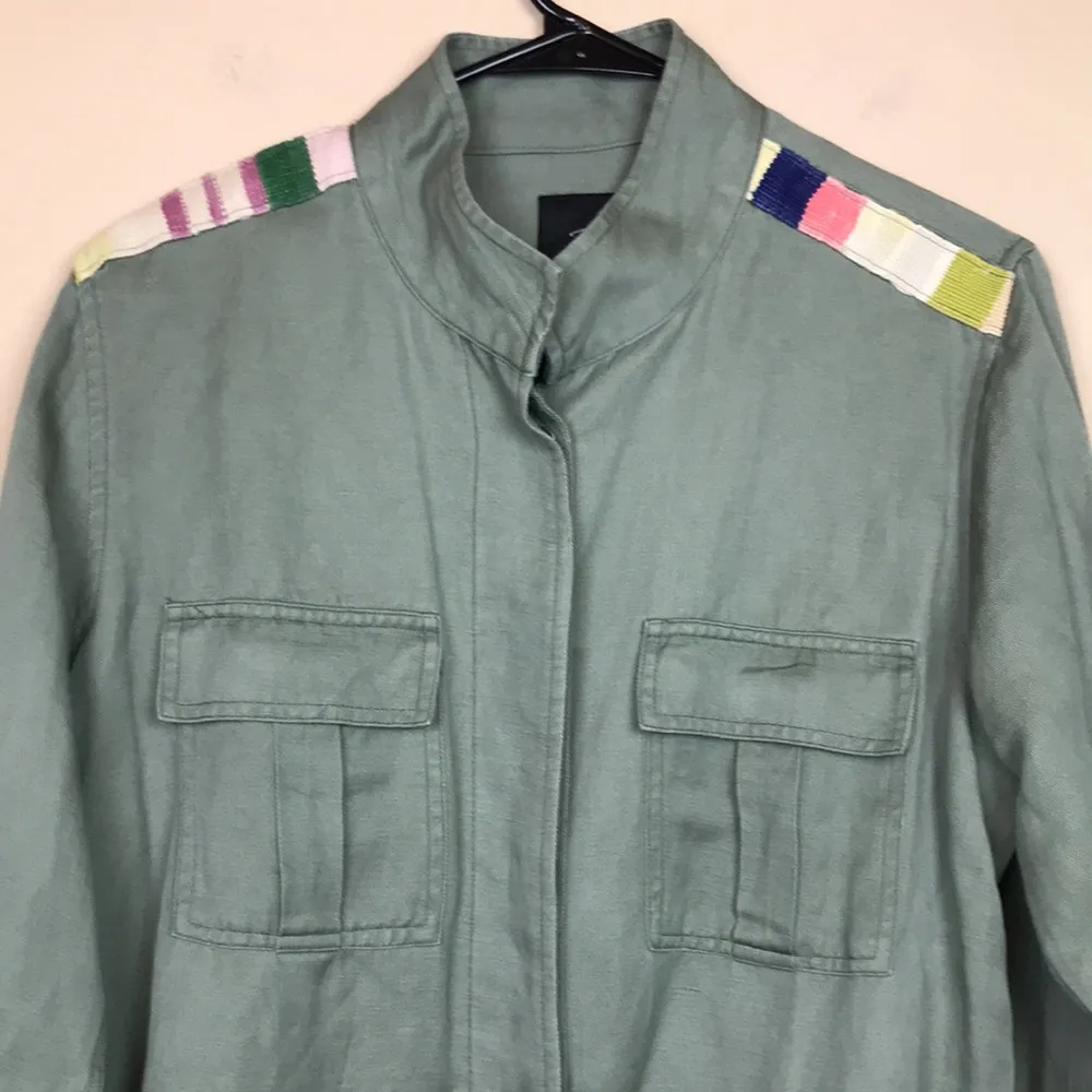 Rails Women’s Linen Blend Military Style Utility Hidden Button-Up Shirt Shacket - Image 2