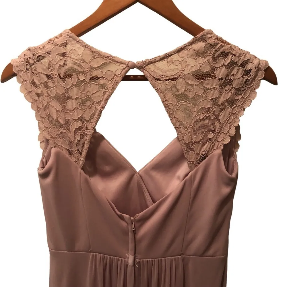 David Bridal Long Bridesmaid Dress Lace Cap Sleeve Sz 8 Dusty Pink
STYLE F19505 - Image 3