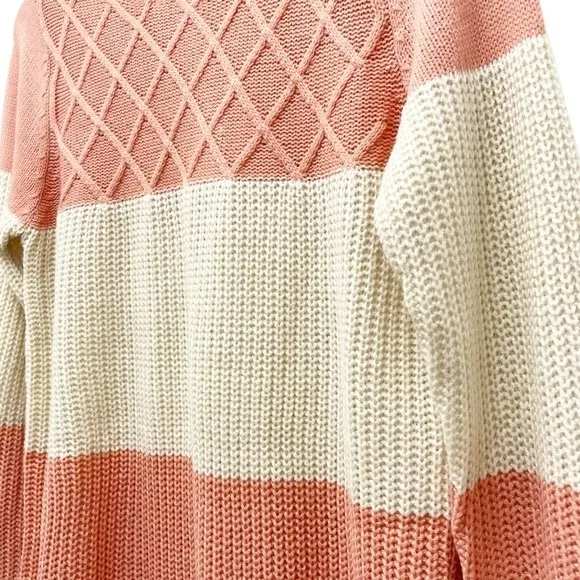 Promesa Sweater Peaches & Cream Lattice Shaker Knit Pullover Size S/M Cottage - Image 6