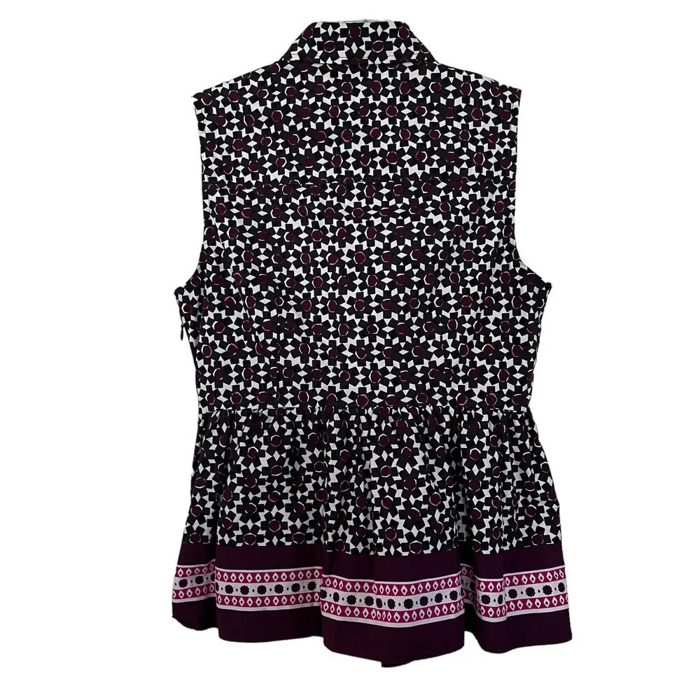 Kate Spade Rambling Roses Floral Tile Sleeveless Peplum Top Size XS - Image 3