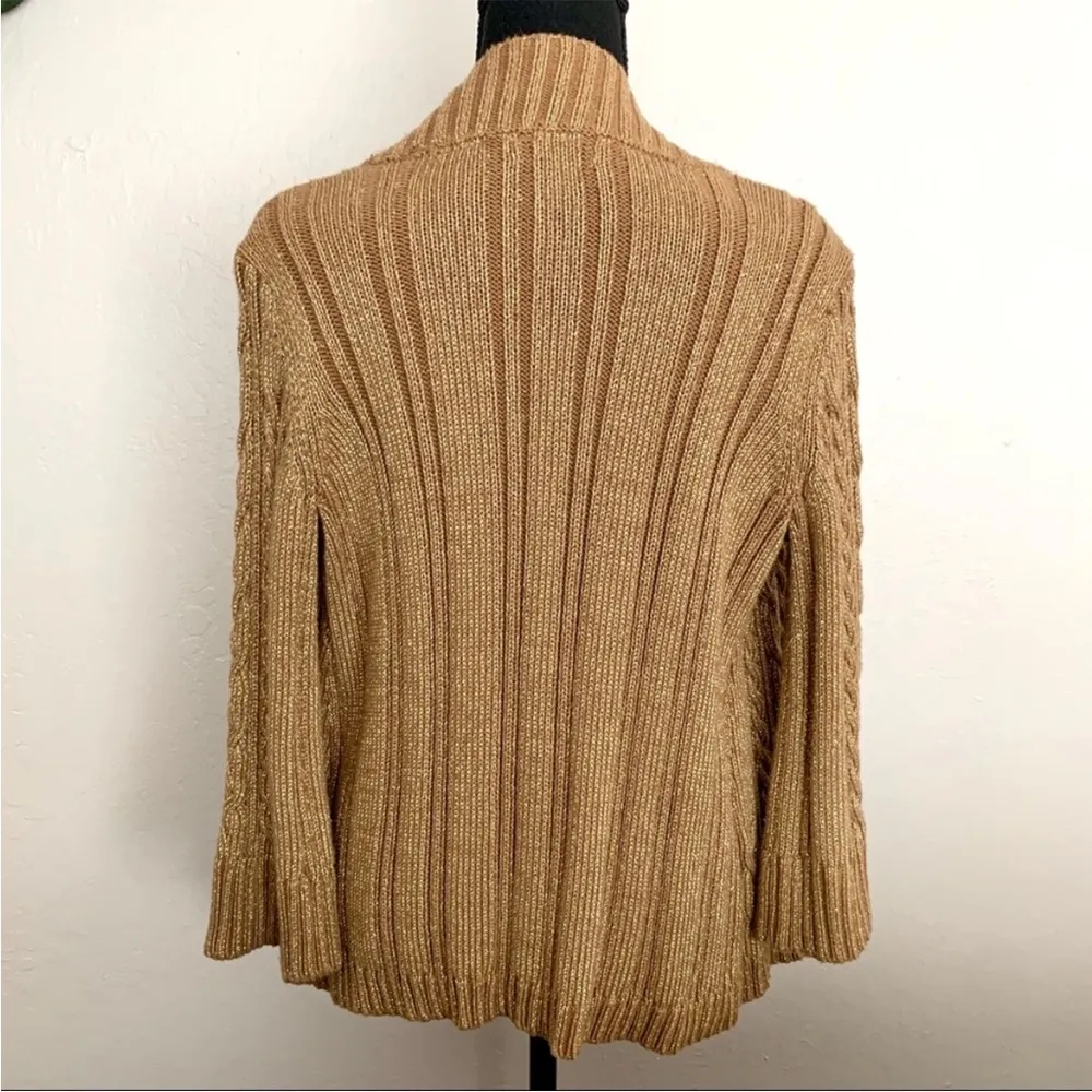 Charter Club Metallic Gold Cable Knit Cardigan SP - Image 4