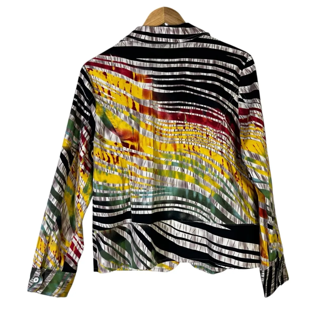 Draper's & Damon's Abstract Zip Jacket Womens M Black Multicolor Stretch Quirky - Image 5