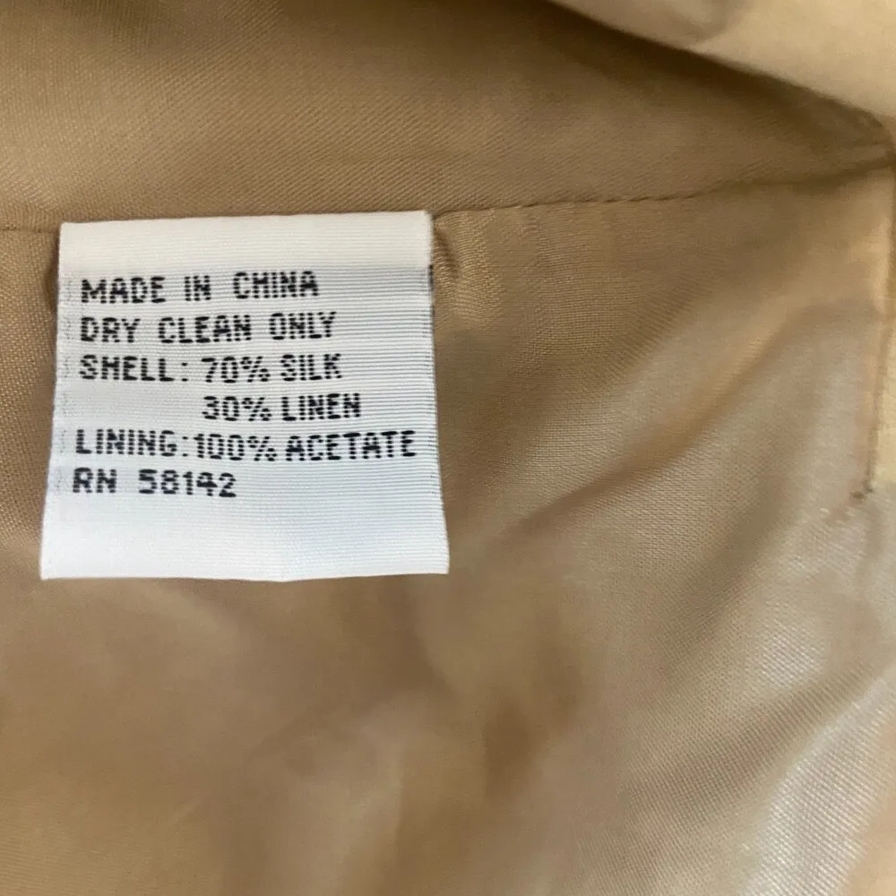 Talbots Silk Tan Sheath Dress with Lace Trim Sz 2P - Image 8