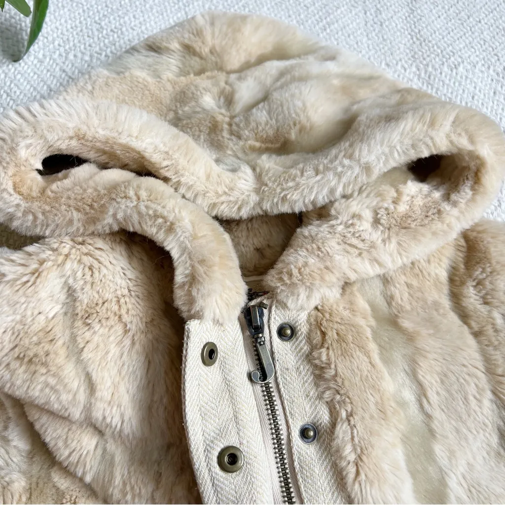 Y2K Juicy Couture Silk Lined Faux Fur Tan Hooded Jacket - Image 8