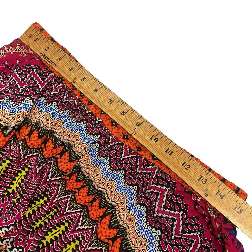 Lilly White Colorful Skater Skirt Orange Red Blue Women's Size XL Festival Boho - Image 4