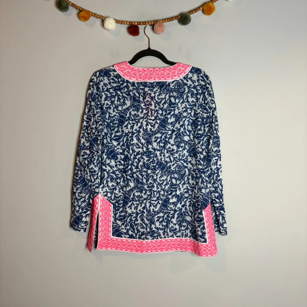 NWT Lilly Pulitzer Ocean Cove Tunic Top Oyster Bay Blue Krillin It - Image 6