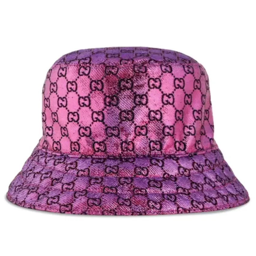 Gucci GG Monogram Jacquard Logo Lame Metallic Floral Reversible Bucket Hat - Image 2