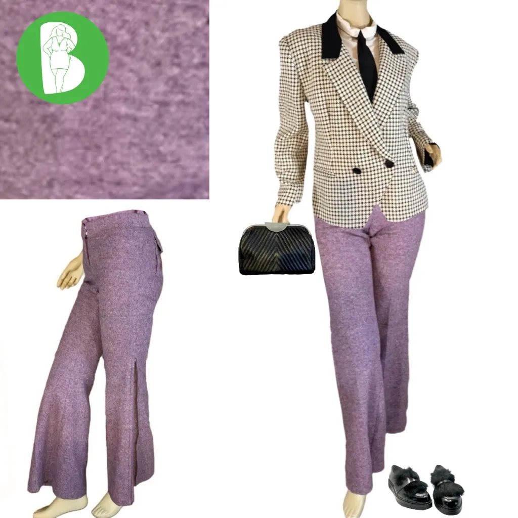 BODY BY VICTORIA "THE CHRISTIE FIT" PURPLE WOOL BLEND TWEED FLARE LEG PANTS (4) - Image 2