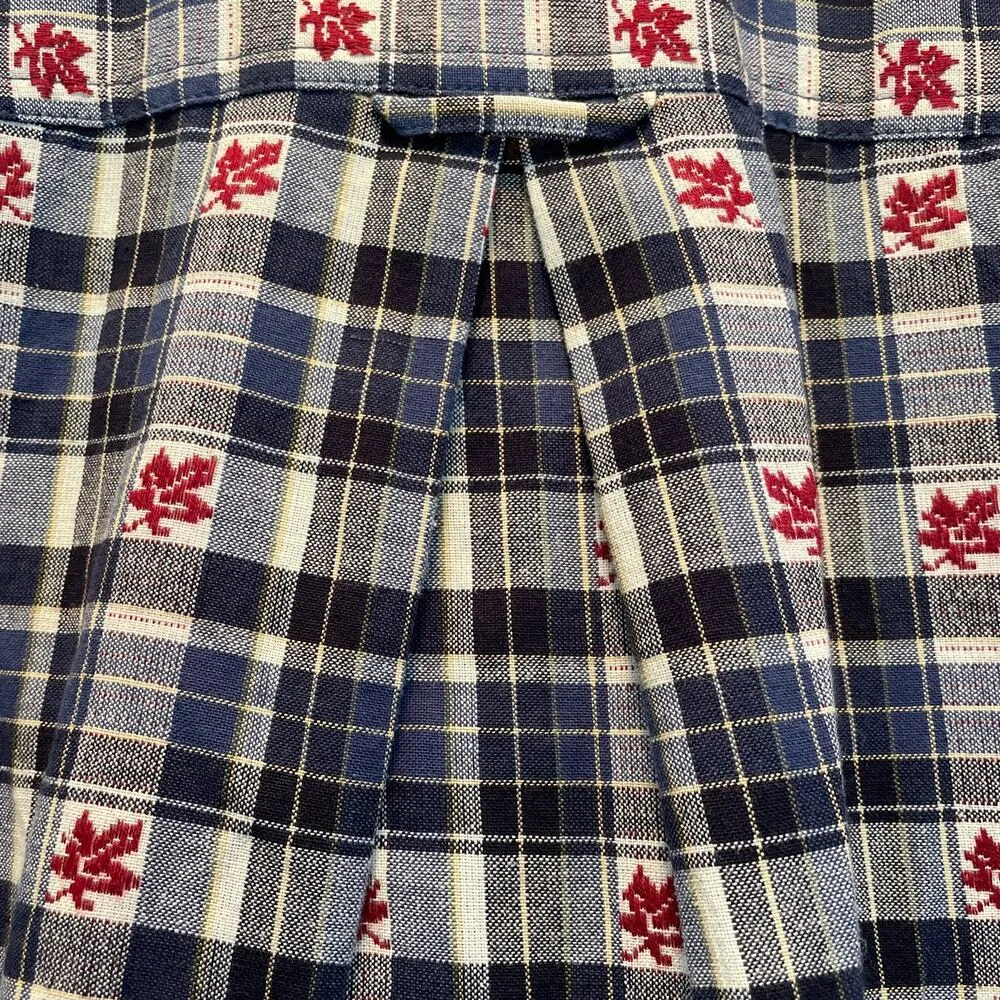 Bobbie Brooks Vintage Maple Leaf Blue Plaid Button Front shirt Large - Image 5