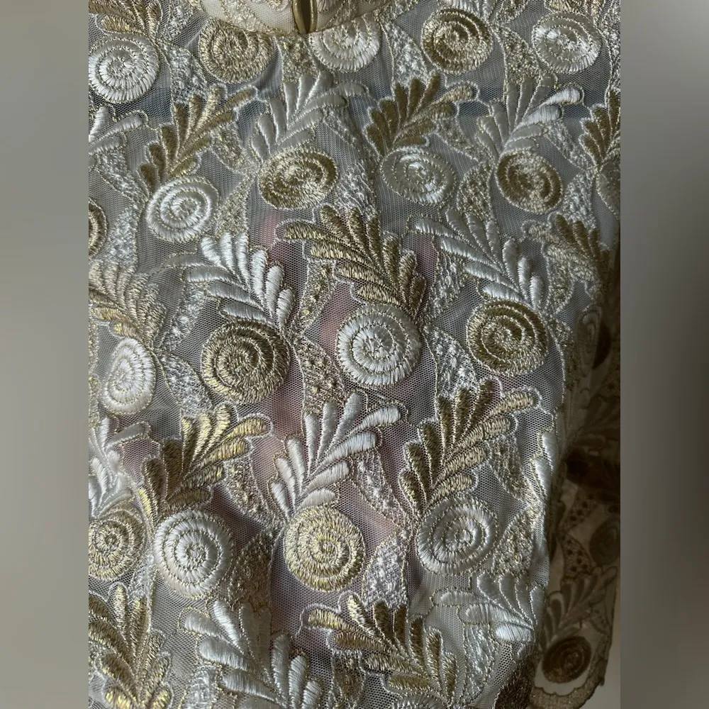 Vintage Hobby Horse Women’s Sheer Appliqué top size Large Scalloped Made In USA - Image 2