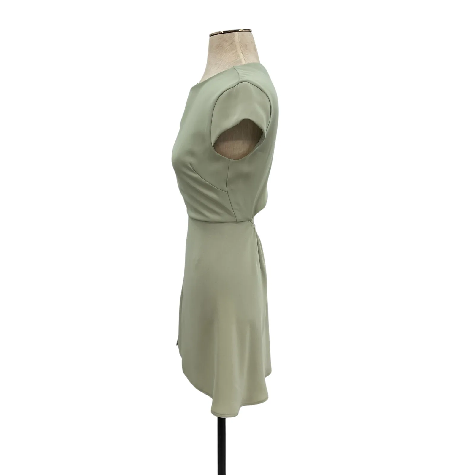 Aritzia Babaton‎ Hamptons Mini Dress Short Sleeve Cut Out Sage Green Size 0 - Image 8