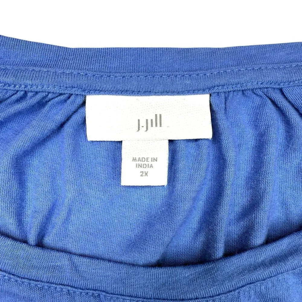 J. Jill Embroidered‎ Blue Blouse | Women's 2X | Cotton Modal Top | Wide Sleeve Size XXL - Image 5