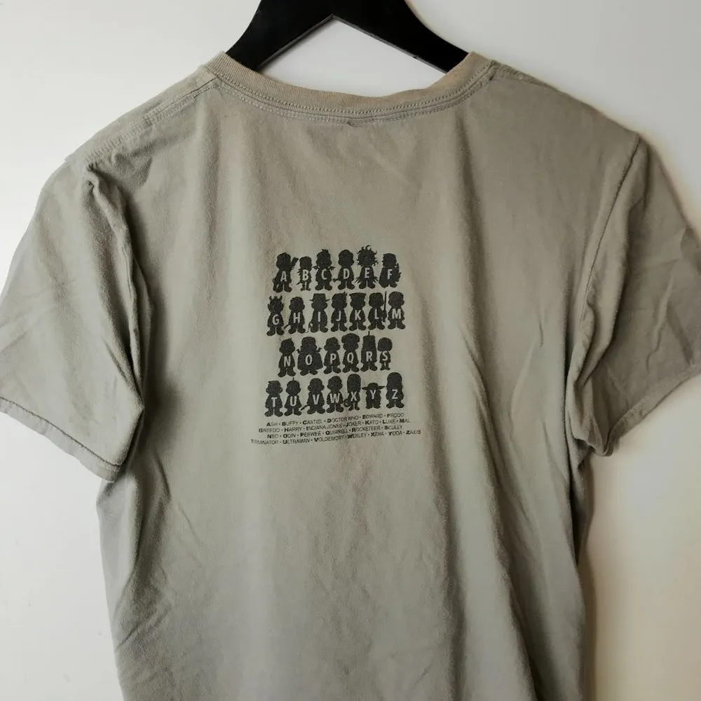 Pop Culture Chibi T Shirt Kawaii Graphic Tee Gray Medium M Cartoon Alphabet - Image 6