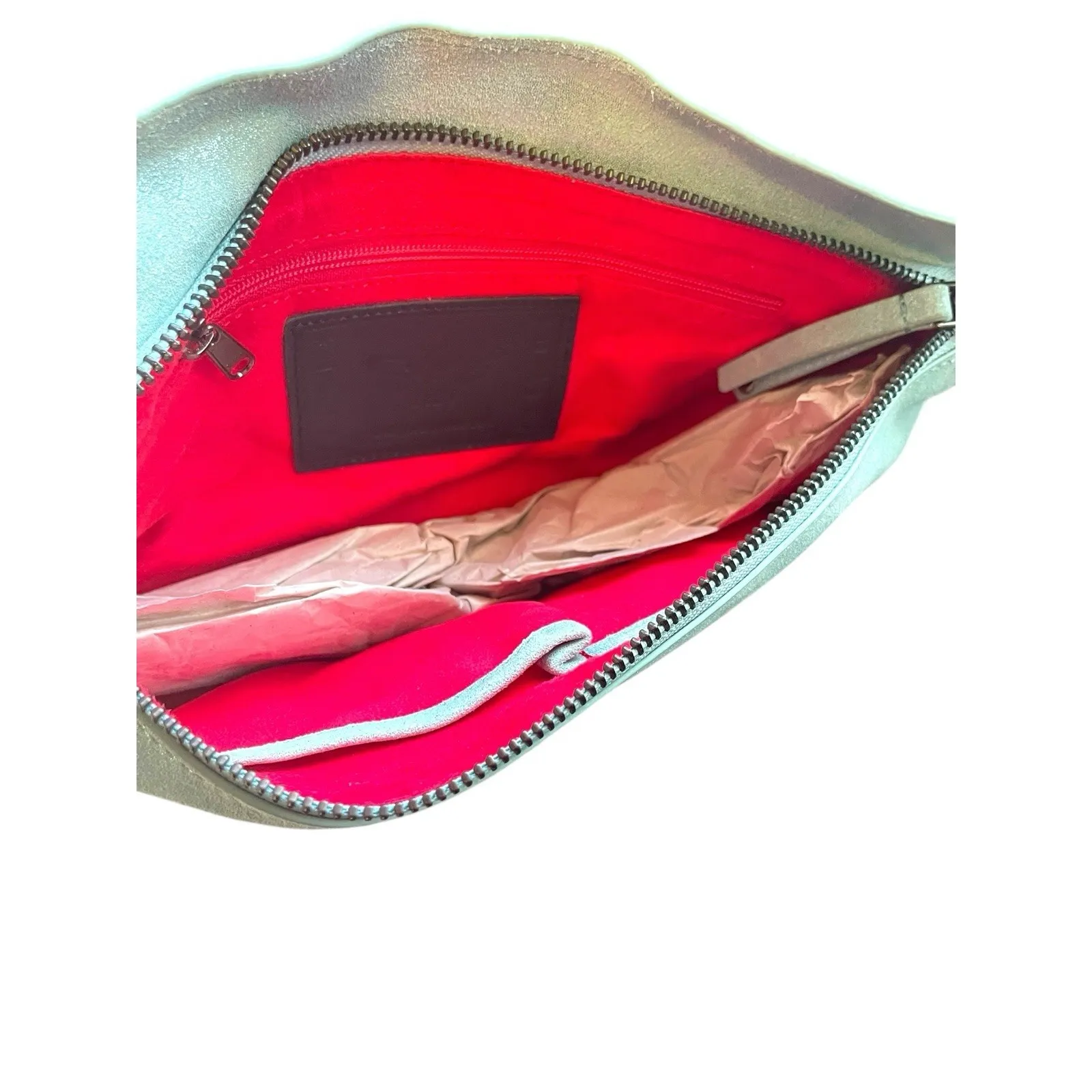 Sharif 1827 Metallic Mint Green Crescent Crossbody Half Moon Leather Bag NWT - Image 5